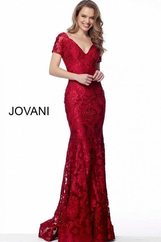 Jovani 68446 Long Formal Short Sleeve Evening Gown