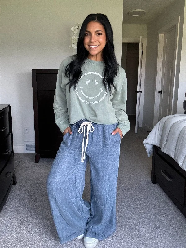 Smiley mint sage sweatshirt