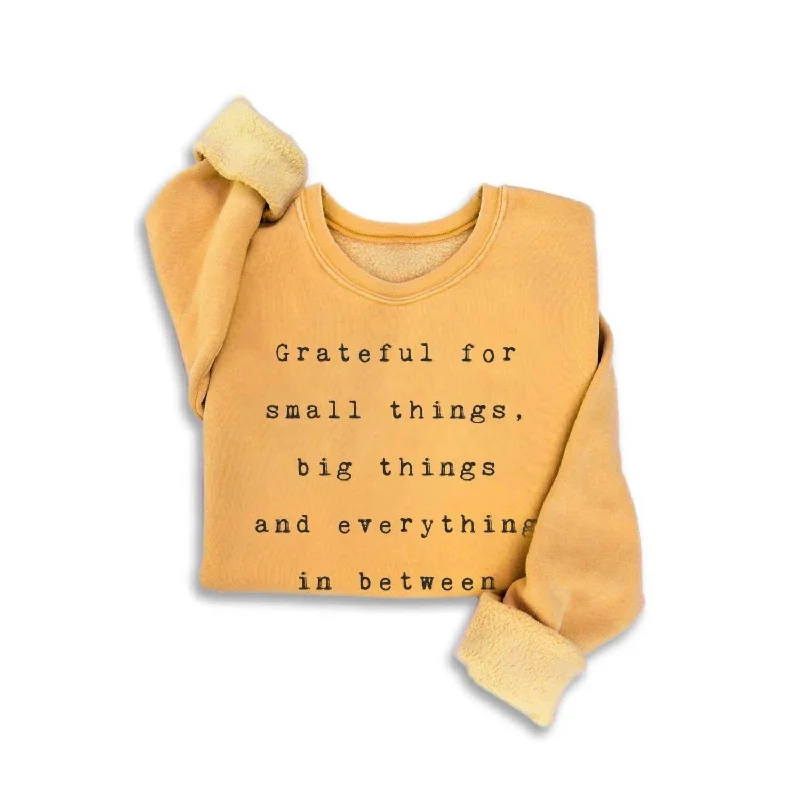 Women's Grateful For Small Things Mineral Sweatshirts In Mineral Mustard