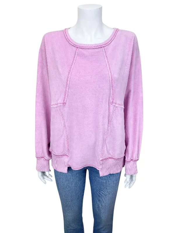 Free People Movement Women's Strive On Velour Sweatshirt Pink Size S (runs big)