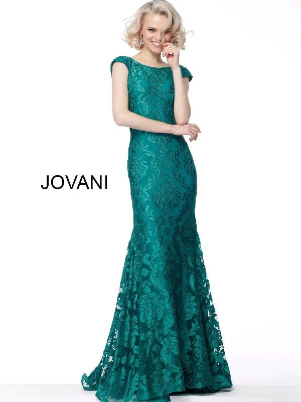 Jovani 68443 Long Formal Beaded Lace Evening Dress