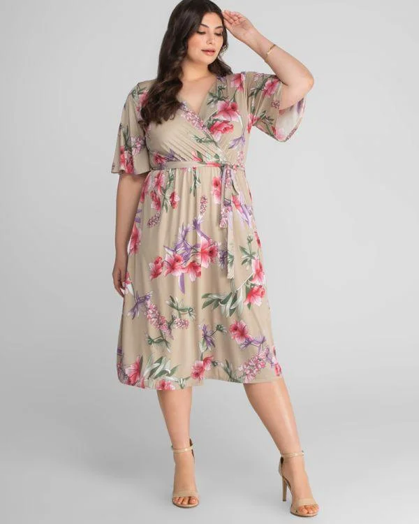 Kiyonna Formal Wrap Floral Dress