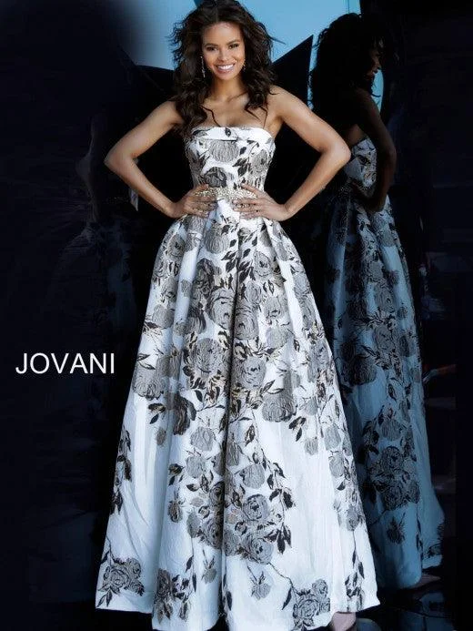 Jovani 68468 Prom Long Strapless Floral Print Dress