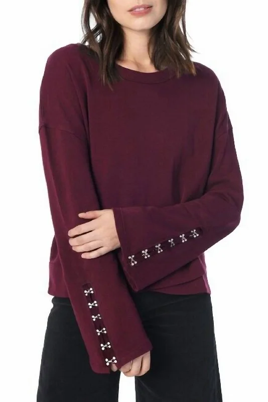 Khaleesi Comfy Cozy Casual Sweatshirt In Merlot