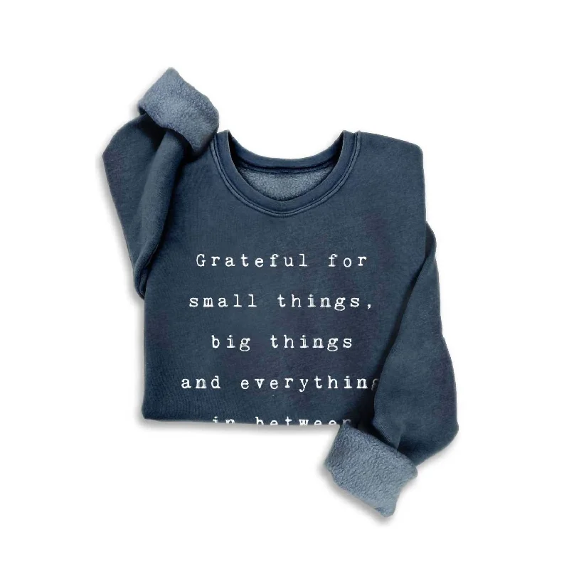 Women's Grateful For Small Things Mineral Sweatshirts In Mineral Navy