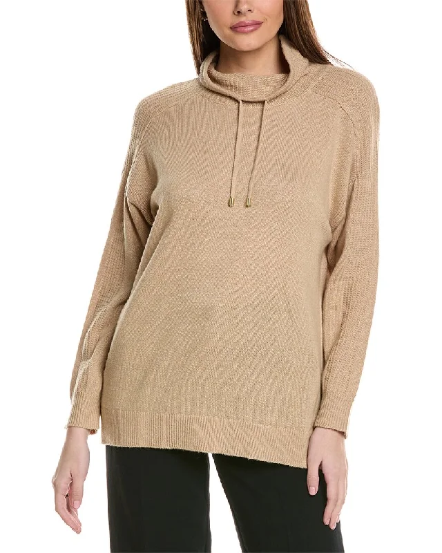 Anne Klein Mock Neck Cashmere-Blend Sweatshirt