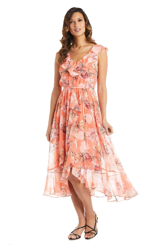 R&M Richards 7804 High Low Print Chiffon Dress