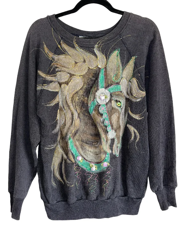 Vintage Horse Sweatshirt Hand Painted 1990s