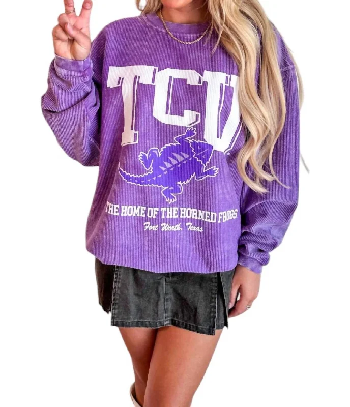 Tcu Mascot Cord Sweatshirt In Purple