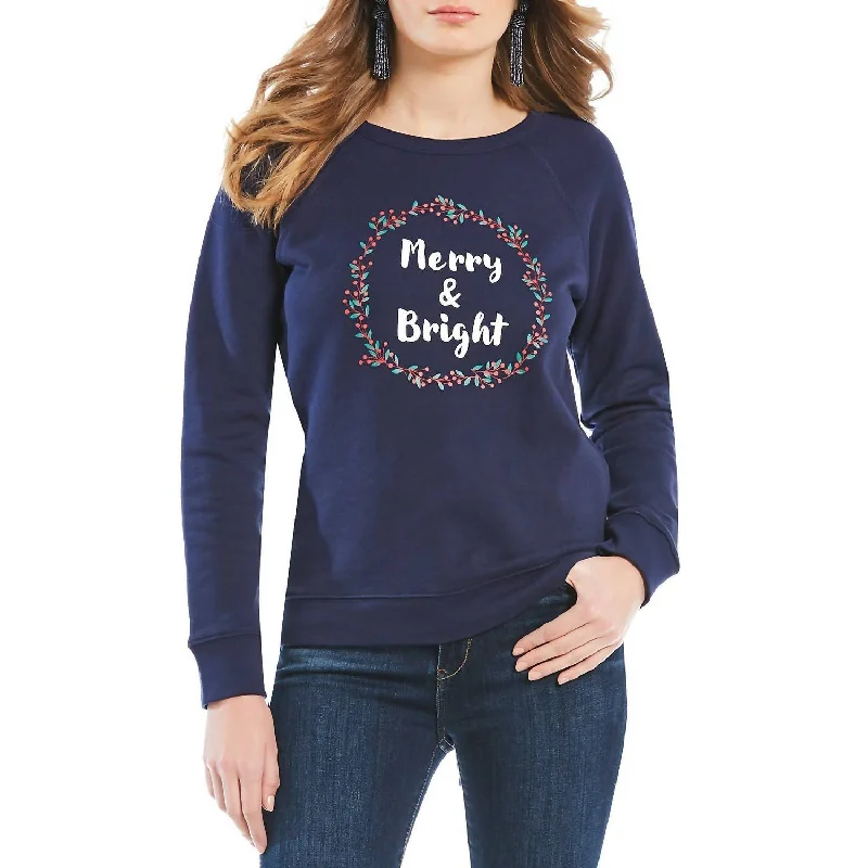 Graphic Merry & Bright Sweatshirt In Nassau Navy