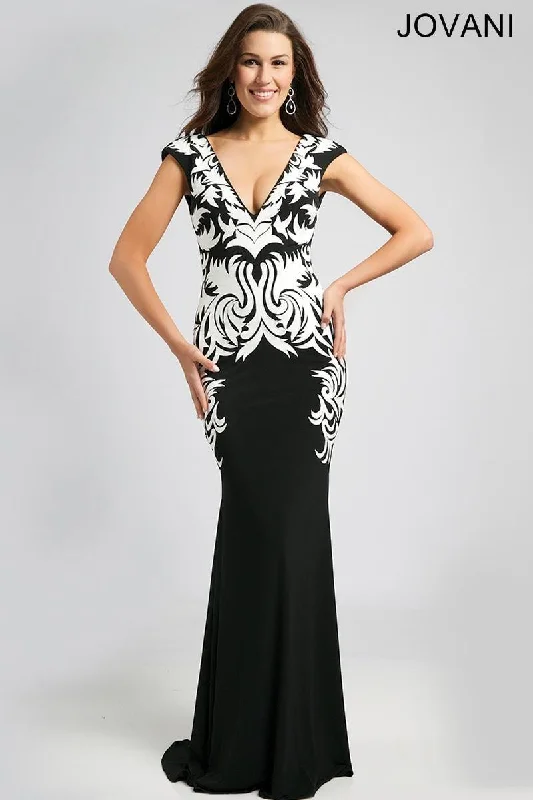 Jovani 99014 Plunging Neckline Long Formal Gown