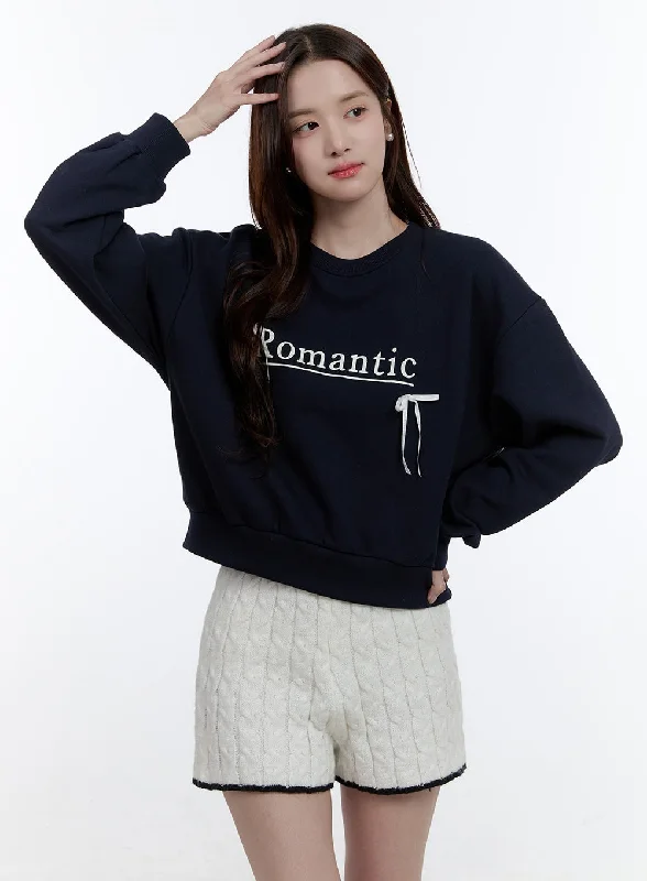 Cozy Ribbon Lettering Sweatshirt OO407