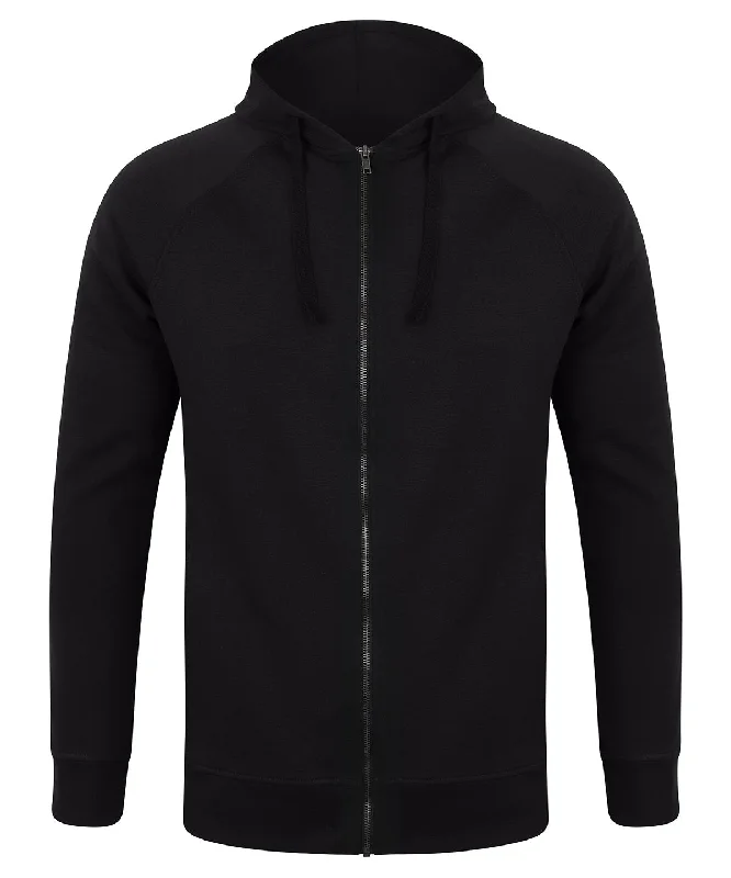 Black - Unisex slim-fit zip-through hoodie