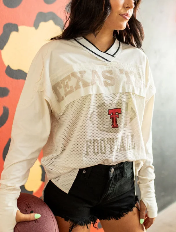 Texas Tech Dark Horse "Vintage Football" Mesh Fashion Jersey Longsleeve