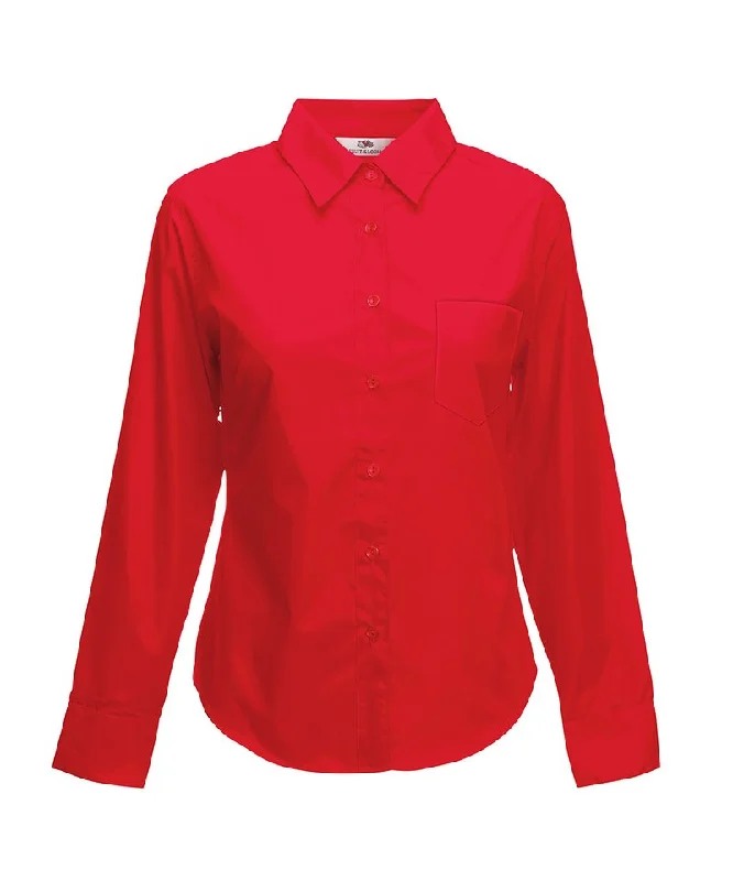 Red - Ladyfit poplin long sleeve shirt