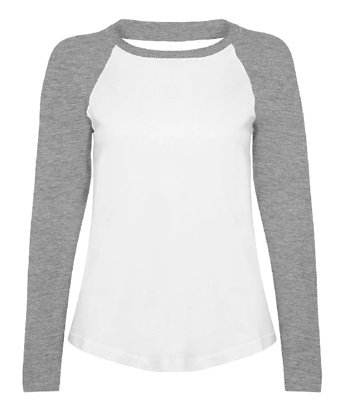 White/Heather Grey - Kids long sleeve baseball T