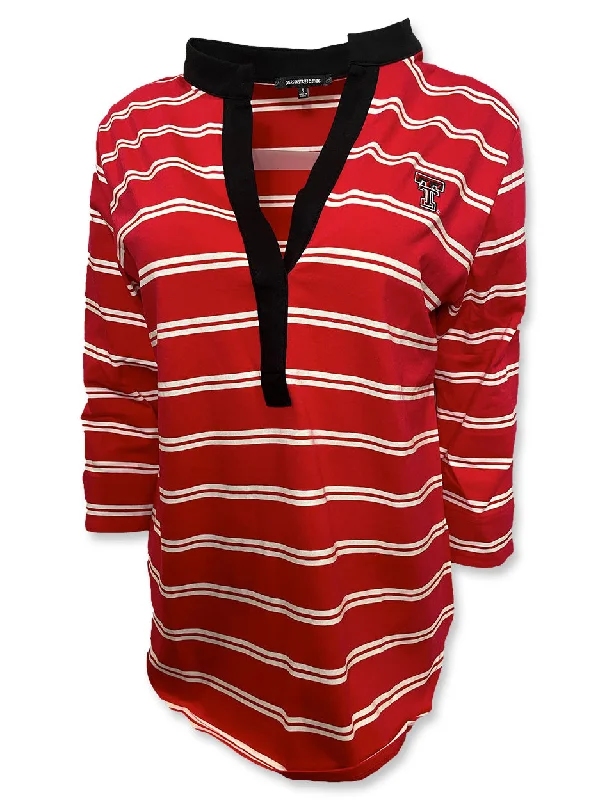 Texas Tech "Seychelles" Horizontal Striped 3/4 Sleeve Blouse