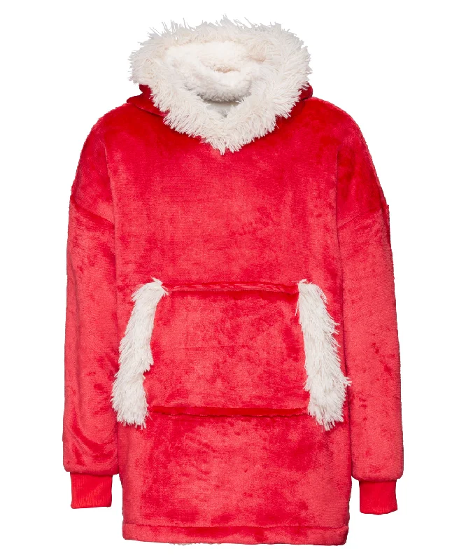 Christmas Red - The Kids Ribbon oversized cosy reversible sherpa hoodie