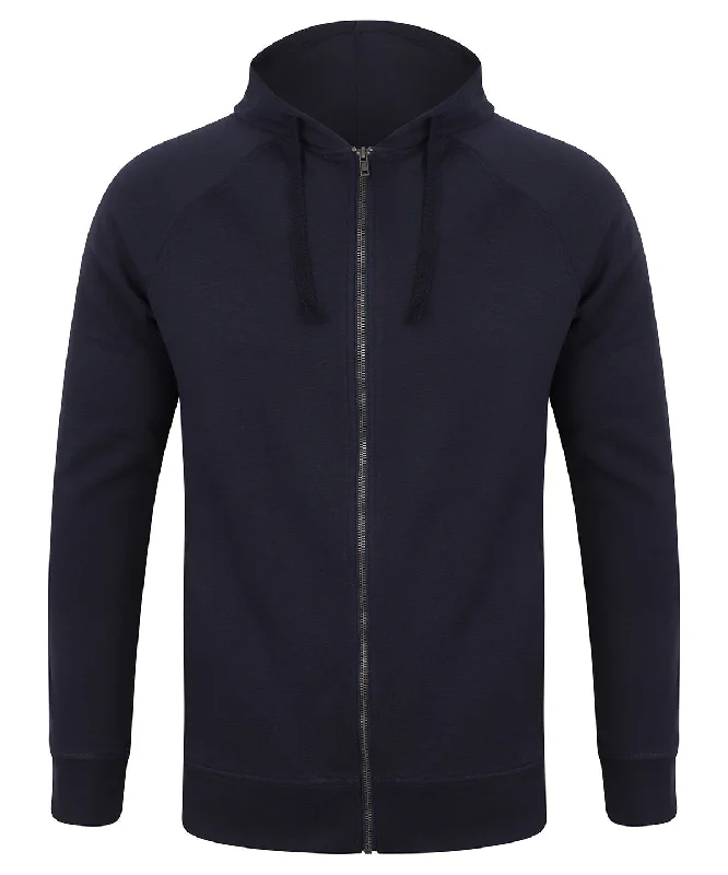 Navy - Unisex slim-fit zip-through hoodie