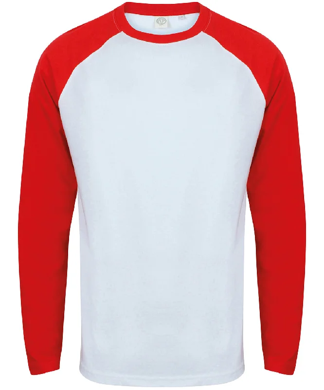 White/Red - Long sleeve baseball t-shirt