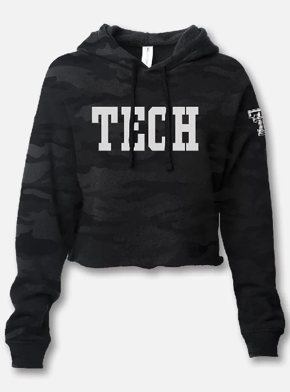 Texas Tech Red Raiders Block Camo Hooded Crop Top