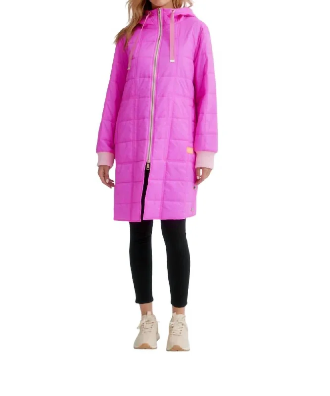 Long Sleeve Puffer Coat In Passpink