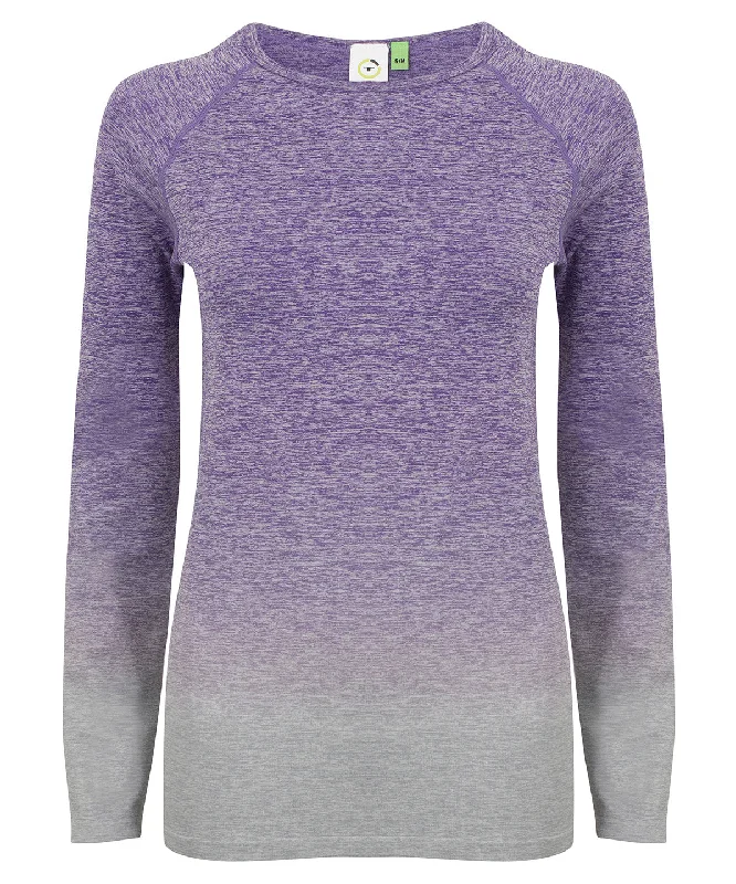 Purple/Light Grey Marl - Women's seamless fade out long sleeve top