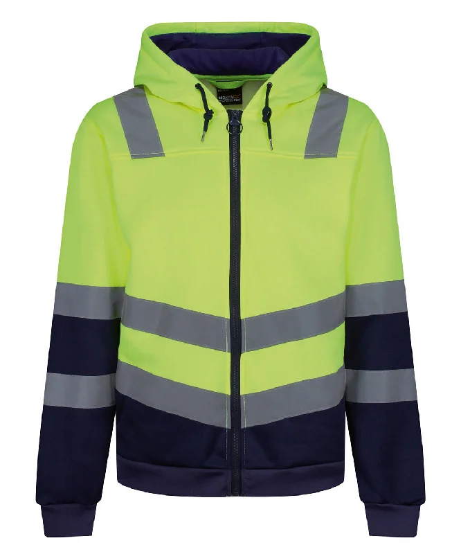 Yellow/Navy - Pro hi-vis full zip hoodie