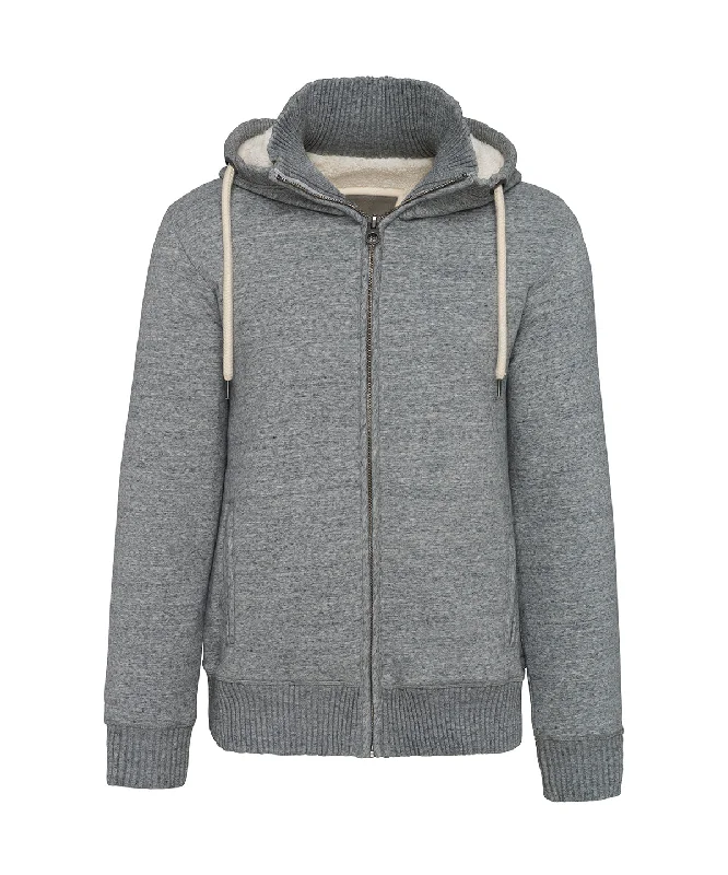 Slub Grey Heather - Vintage sherpa-lined fleece jacket