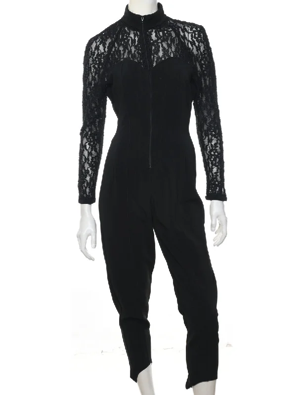 Black Lace Classic Jumpsuit - M