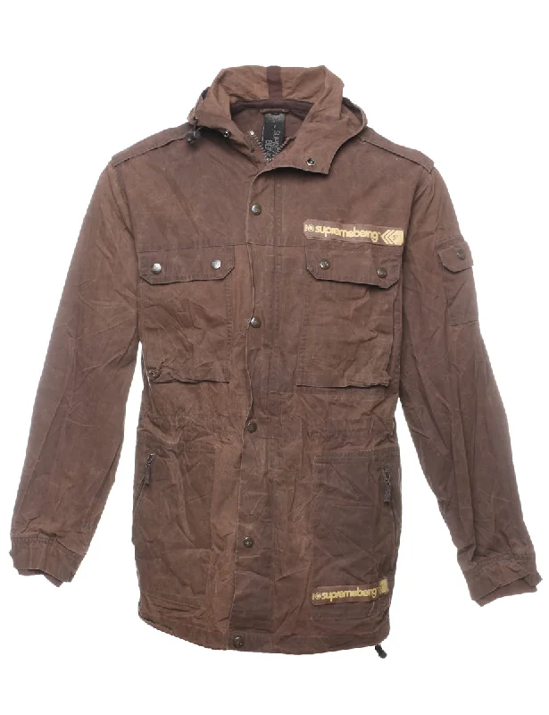 Brown Zip-Front Supreme Being Wax Jacket - M