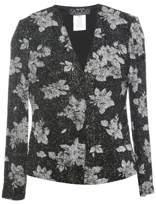 Floral Pattern Evening Jacket - M