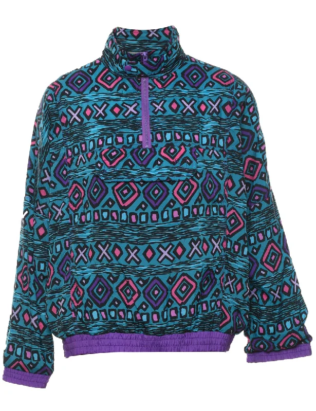 Geometric Pattern 1990s Multi-Colour Nylon Jacket - S