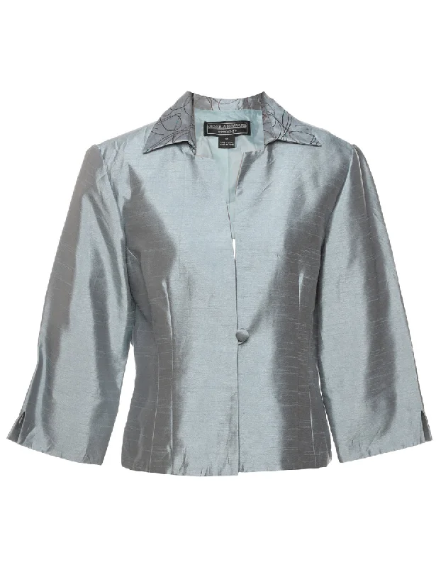 Jessica Howard Silver Metallic Evening Jacket - L