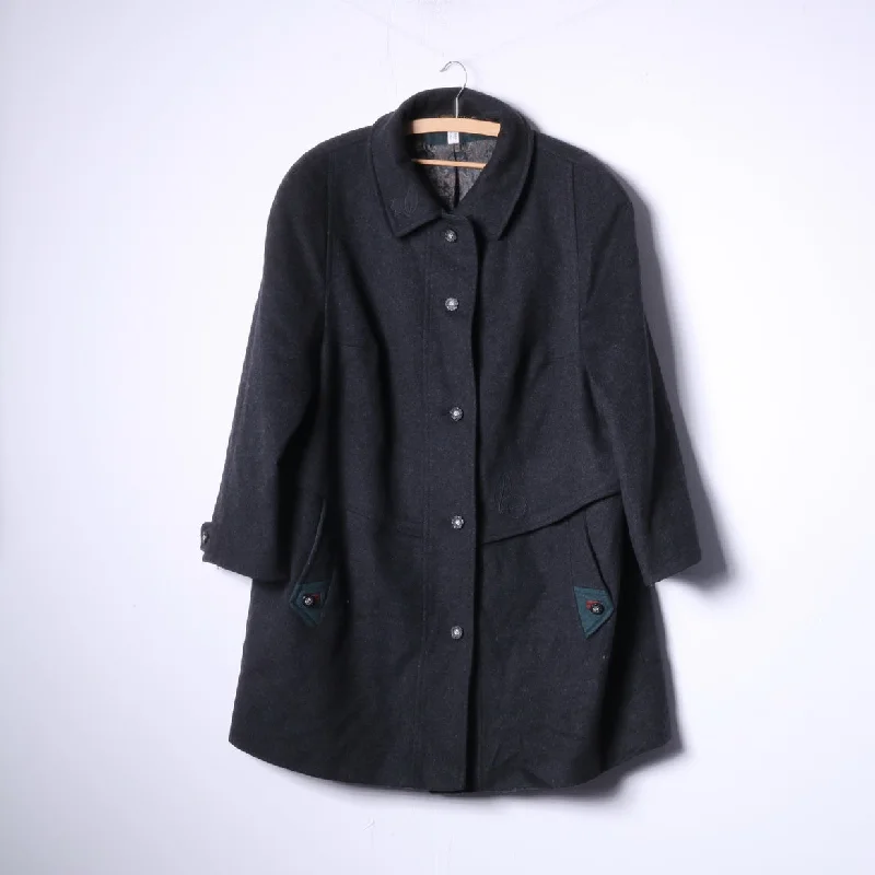 Kohler &Krenzer Alpacca Loden Women 48 2XL Jacket Wool Dark Grey Buttons Front