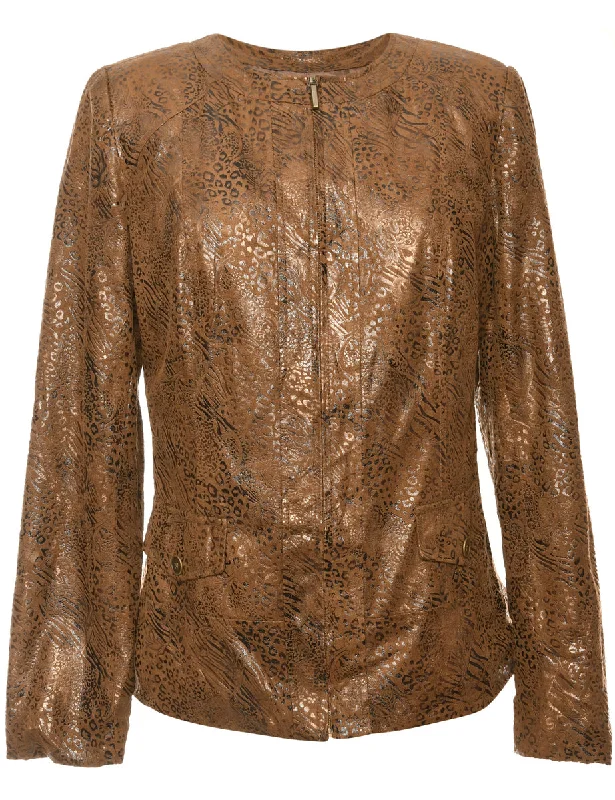 Printed Brown Jacket - L