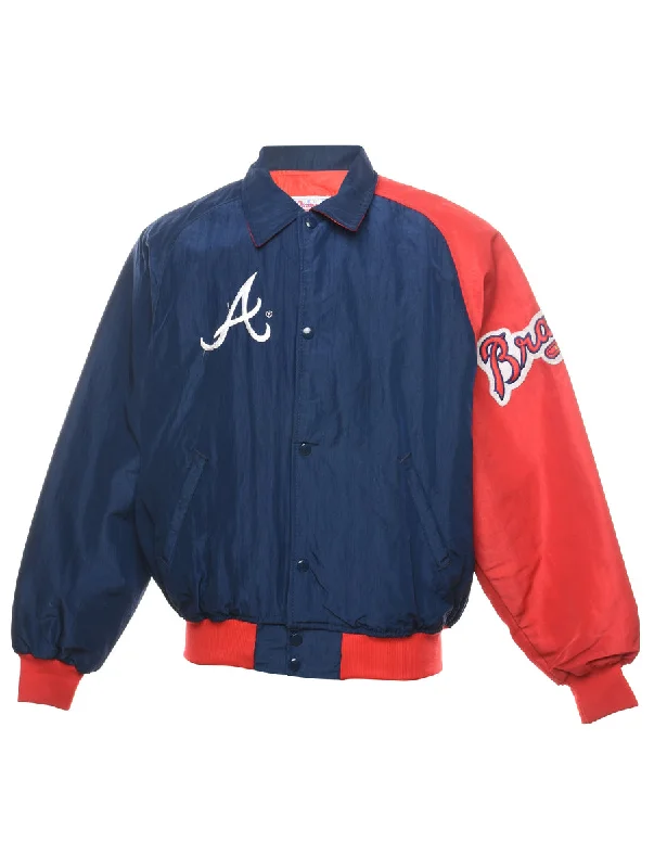 Two-Tone Navy & Red Diamond Starter Nylon Jacket - M