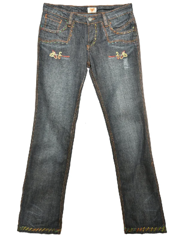 Zip Front Straight Fit Jeans - W30 L35