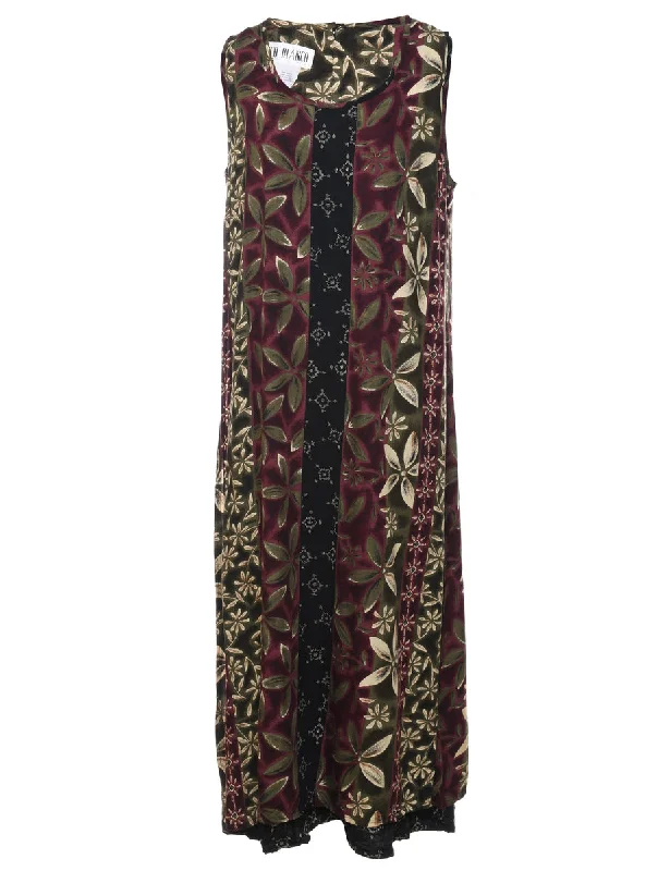 Floral Print Maxi Dress - L