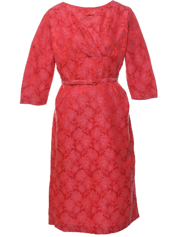 Jacquard Floral Pattern Dress - M