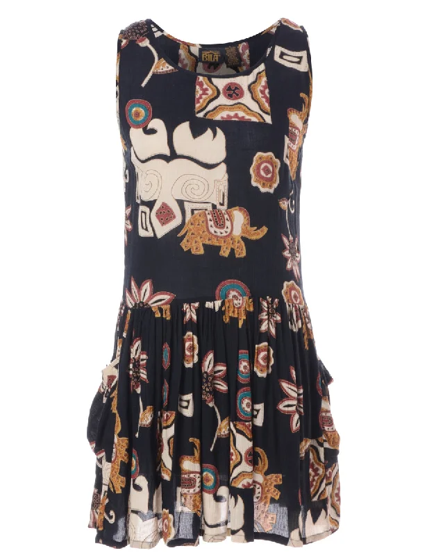 Label Floral Short Dress