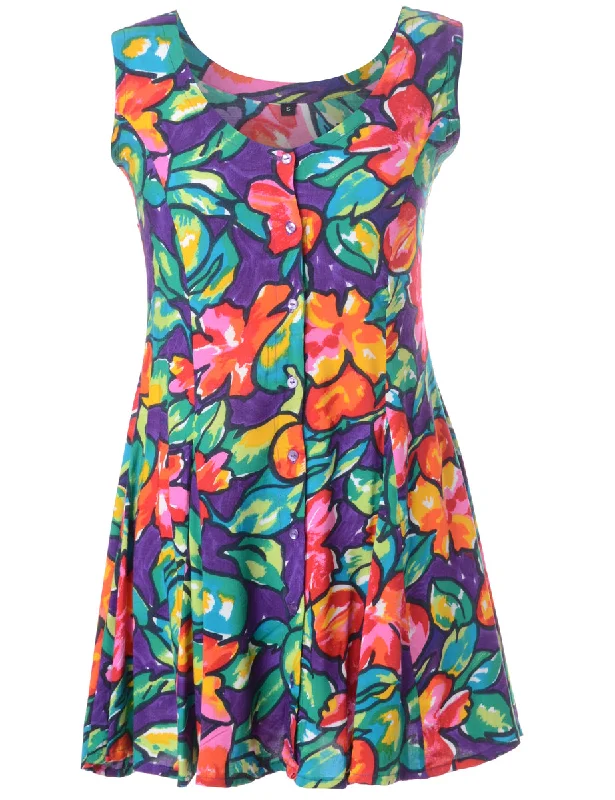 Label Floral Short Dress