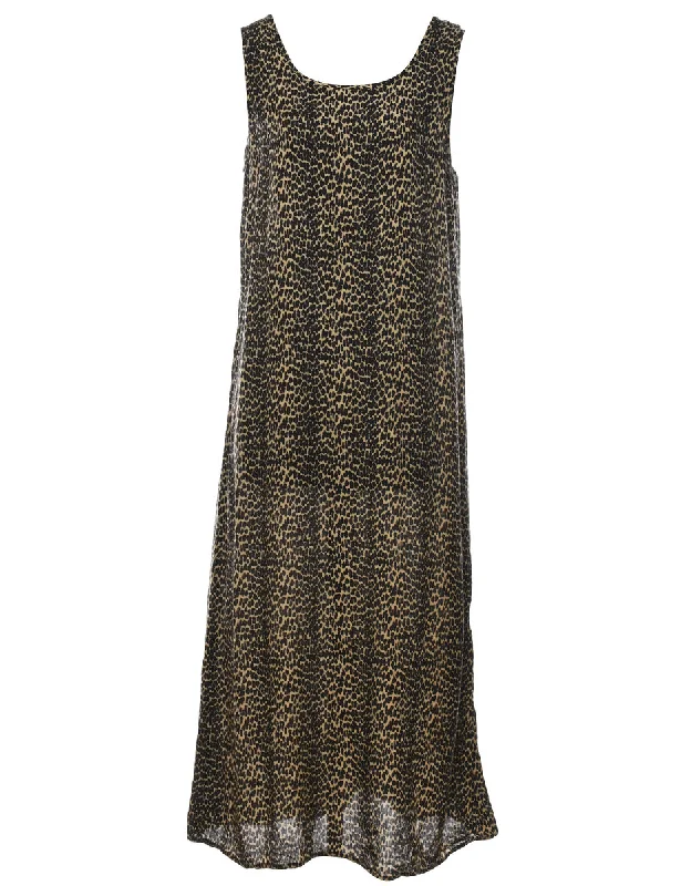 Leopard Print Maxi Dress - L