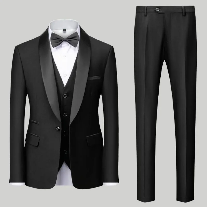 Men's Suit Set Green Fruit Collar Stage Suit Dress Host Performance Bridegroom Best Man Three-piece Suit