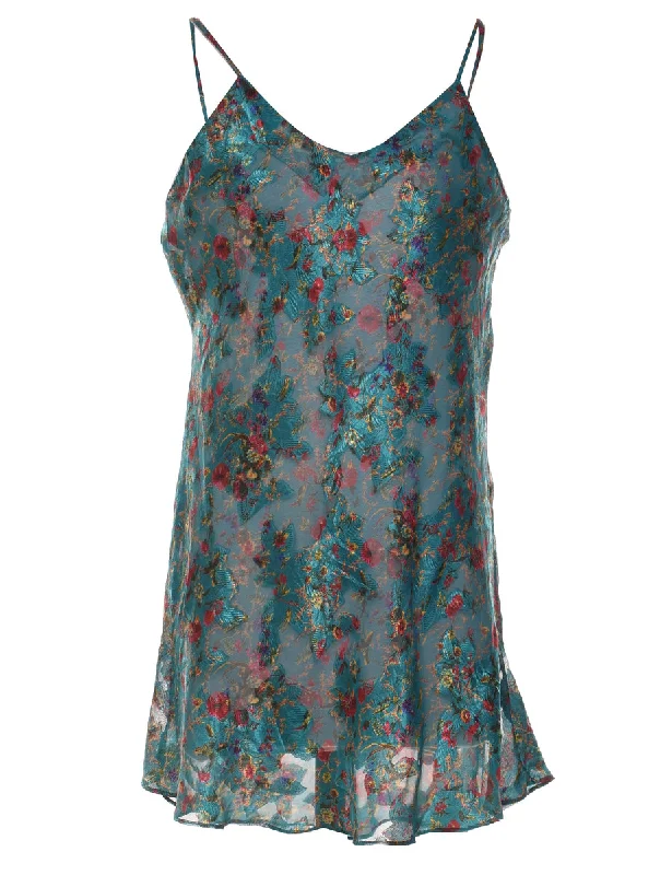 Multi-Colour Floral Sheer Strappy Dress - M