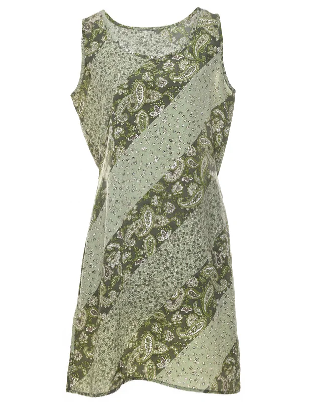 Paisley Print Sleeveless Dress - L