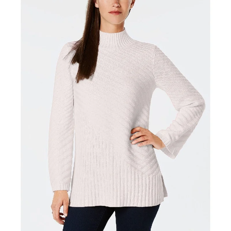 Charter Club Women's Mixed-Stitch Mock-Neck Sweater Natural Size Large