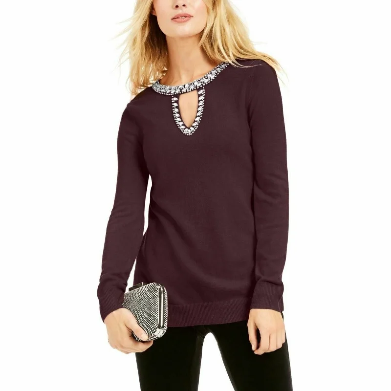 INC International Concepts Women's Embellished Keyhole Sweater Size M