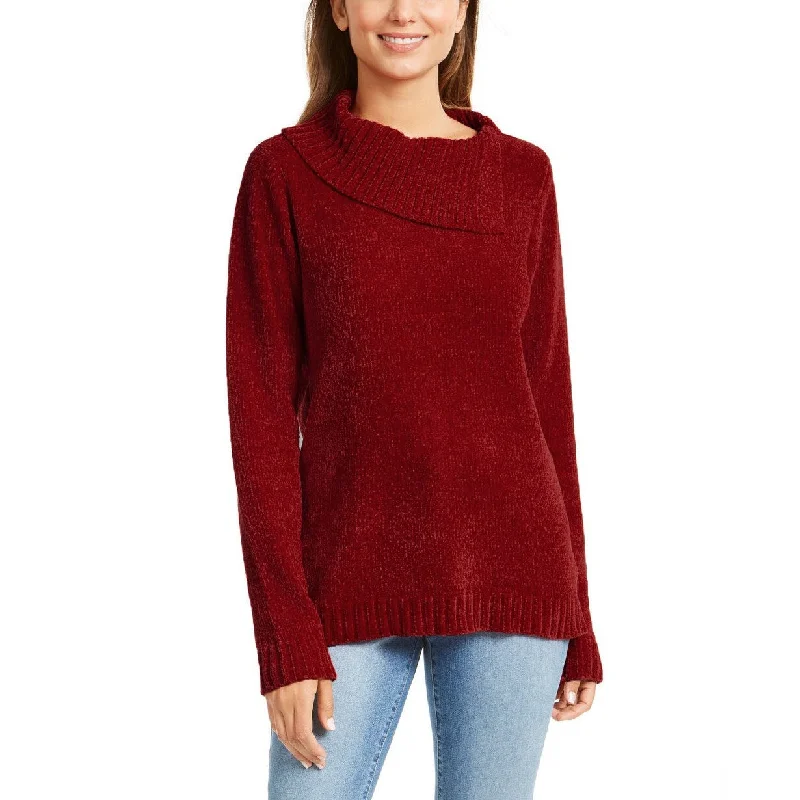 Karen Scott Women's Envelope-Neck Chenille Sweater Medium Red Size Petite Small - Petite Small