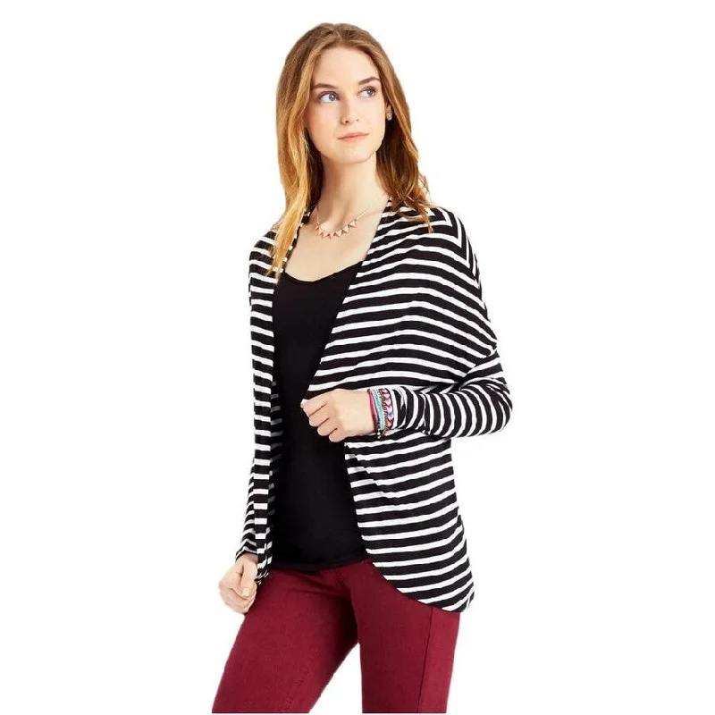 Aeropostale Womens Striped Jersey Shrug Sweater, Black, X-Small